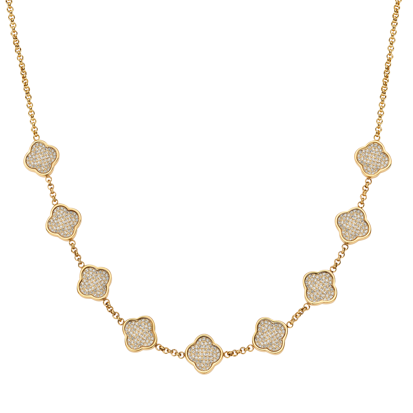 Shimmer Pavé Clover Necklace (Gold)