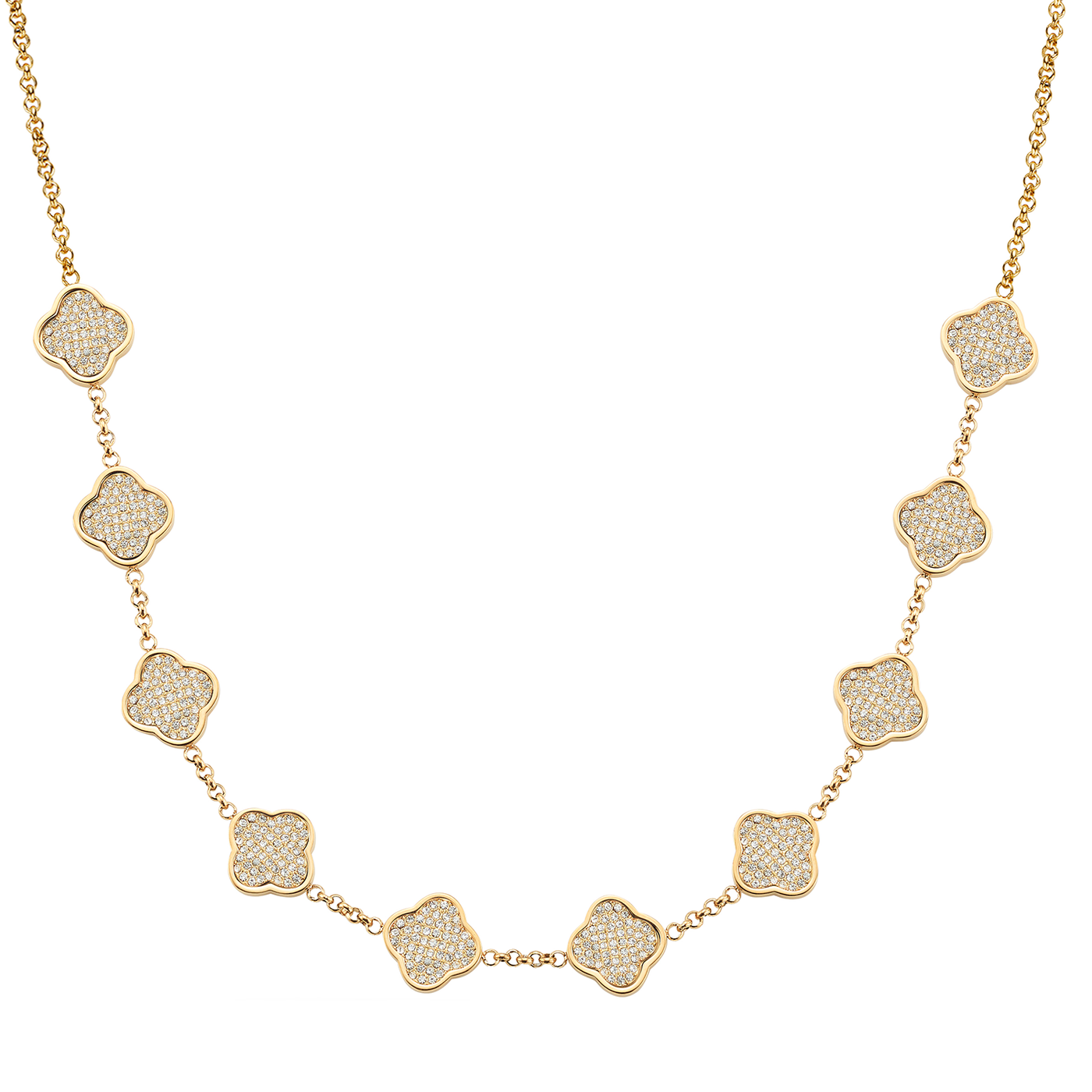 Shimmer Pavé Clover Necklace (Gold)