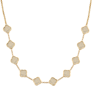 Shimmer Pavé Clover Necklace (Gold)