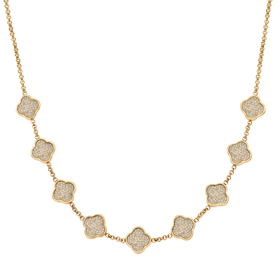 Shimmer Pavé Clover Necklace (Gold)