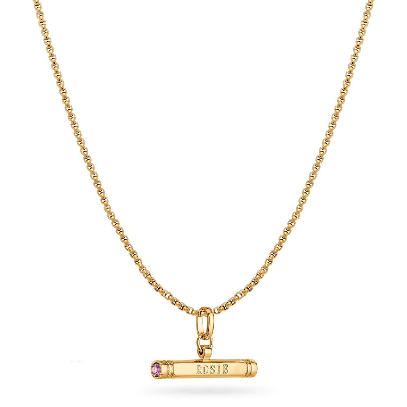 Custom Stamped T-Bar Necklace (Gold)