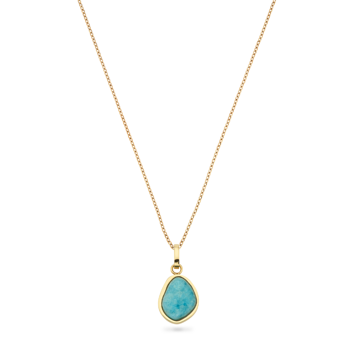 Blue Amazonite Stone Necklace (Gold)
