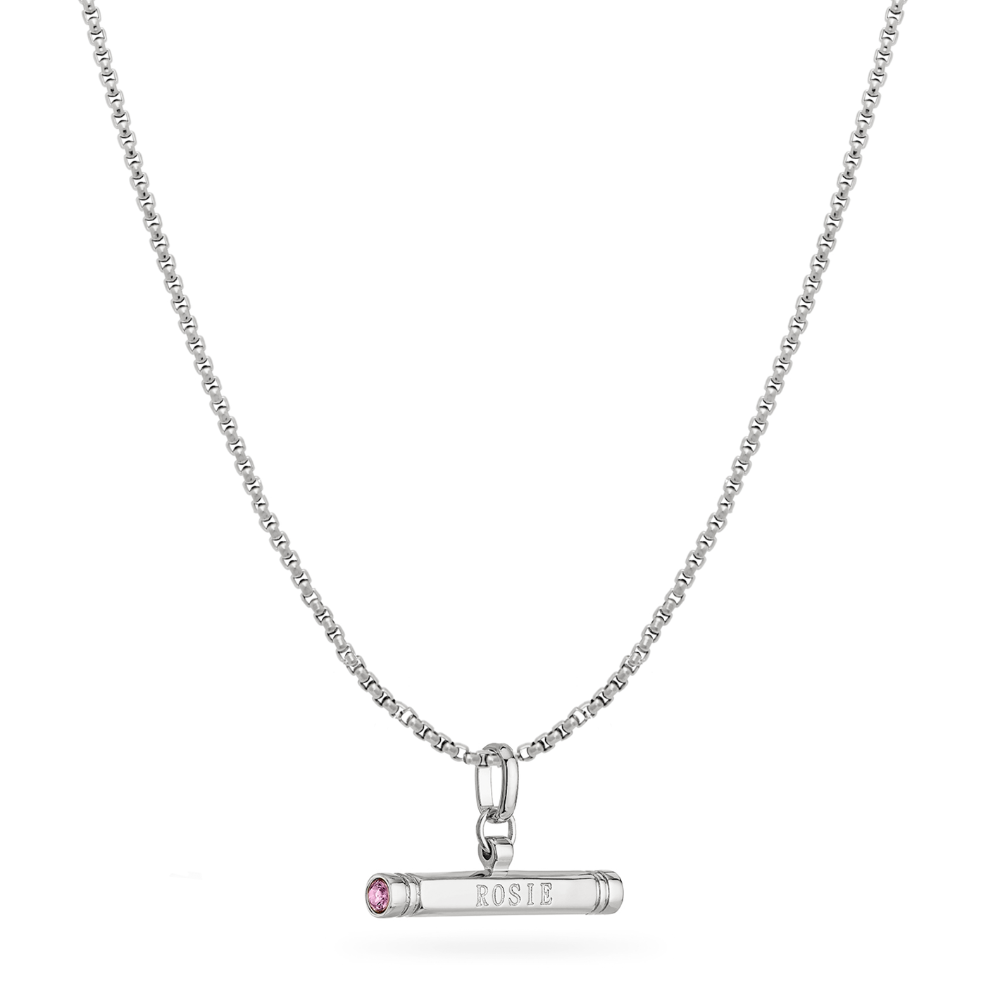 Custom Stamped T-Bar Necklace (Silver)