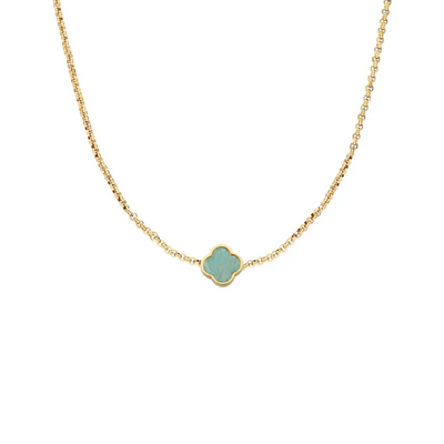 Amazonite Clover Custom Name Necklace (Gold)
