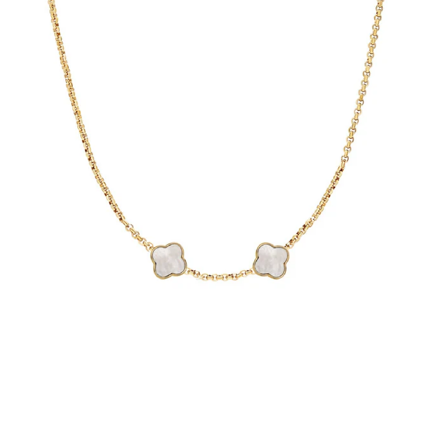 Pearl Clover Custom Name Necklace (Gold)