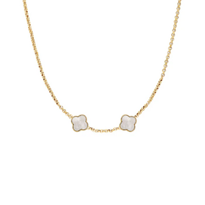 Pearl Clover Custom Name Necklace (Gold)