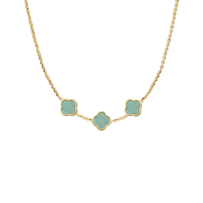 Amazonite Clover Custom Name Necklace (Gold)