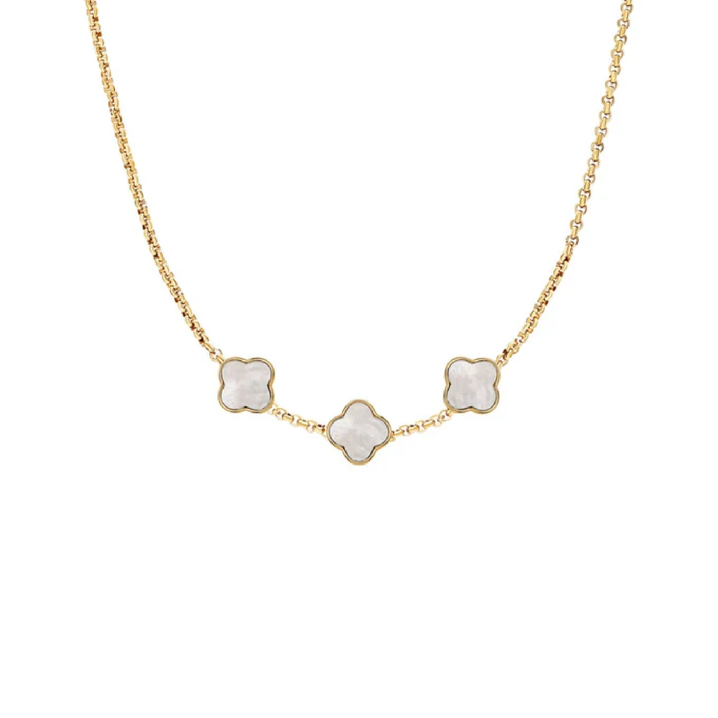 Pearl Clover Custom Name Necklace (Gold)