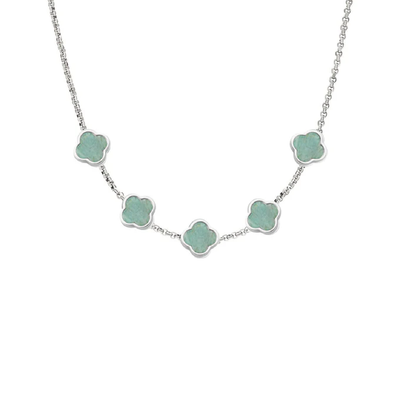 Amazonite Clover Custom Name Necklace (Silver)