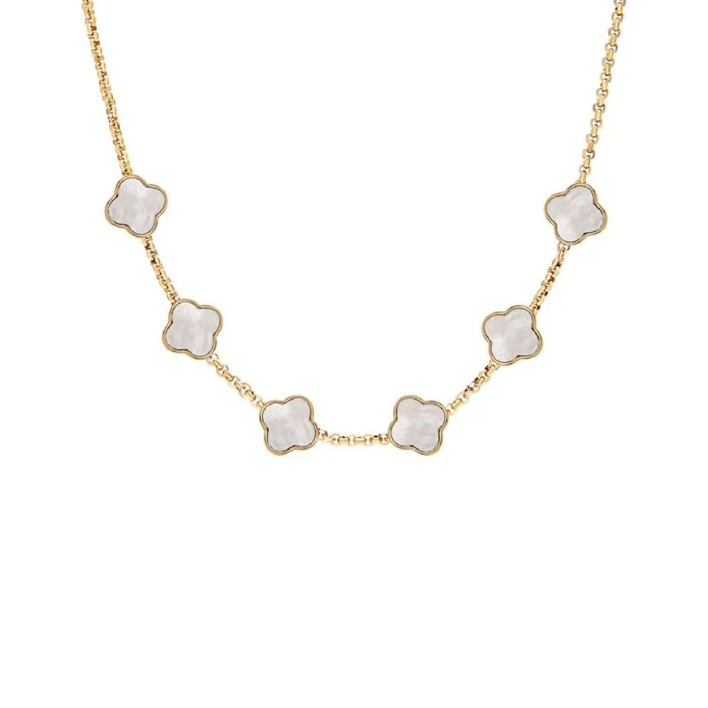 Pearl Clover Custom Name Necklace (Gold)