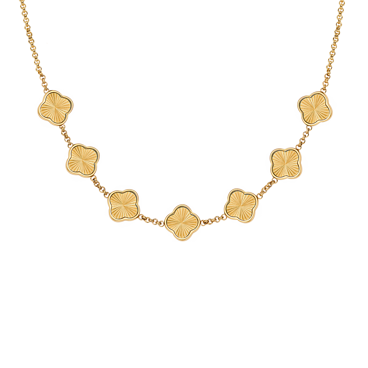 Textured Clover Custom Name Necklace (Gold)