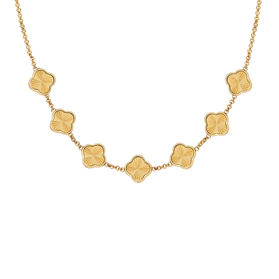 Textured Clover Custom Name Necklace (Gold)