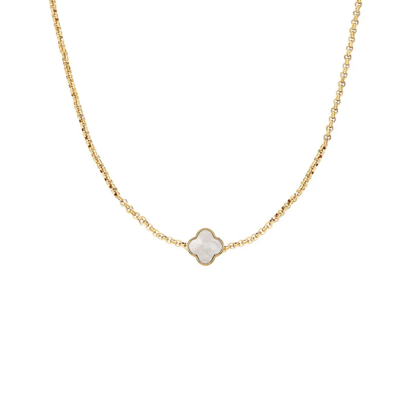 Pearl Clover Custom Name Necklace (Gold)