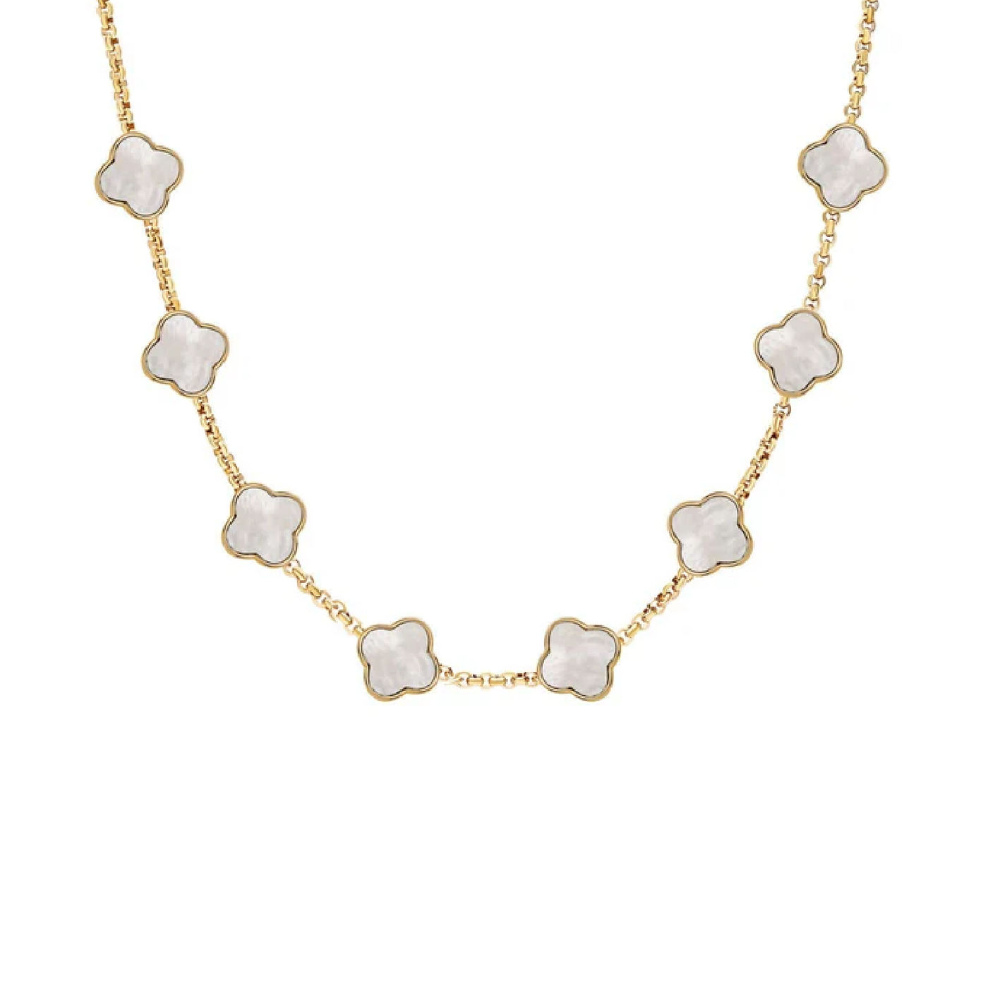 Pearl Clover Custom Name Necklace (Gold)