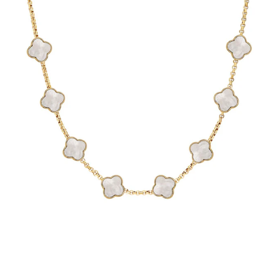 Pearl Clover Custom Name Necklace (Gold)