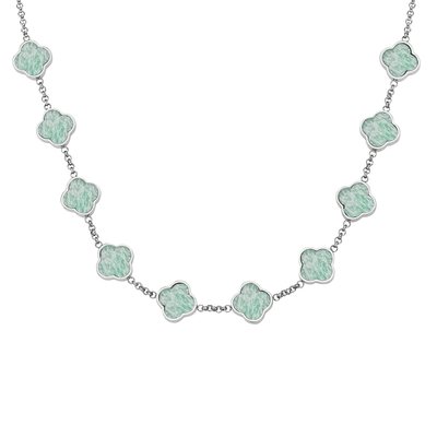 Amazonite Clover Custom Name Necklace (Silver)