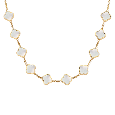 Pearl Clover Custom Name Necklace (Gold)