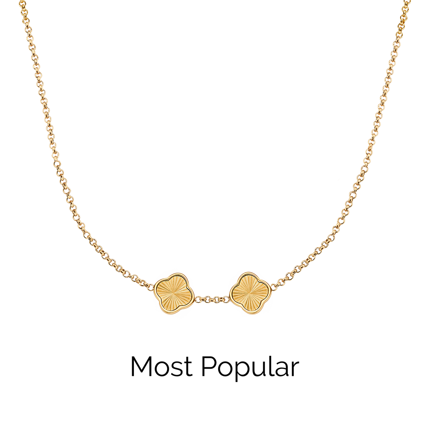 Textured Clover Custom Name Necklace (Gold)