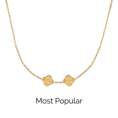 Textured Clover Custom Name Necklace (Gold)