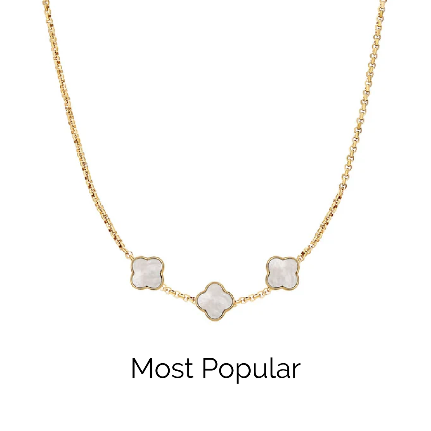 Pearl Clover Custom Name Necklace (Gold)