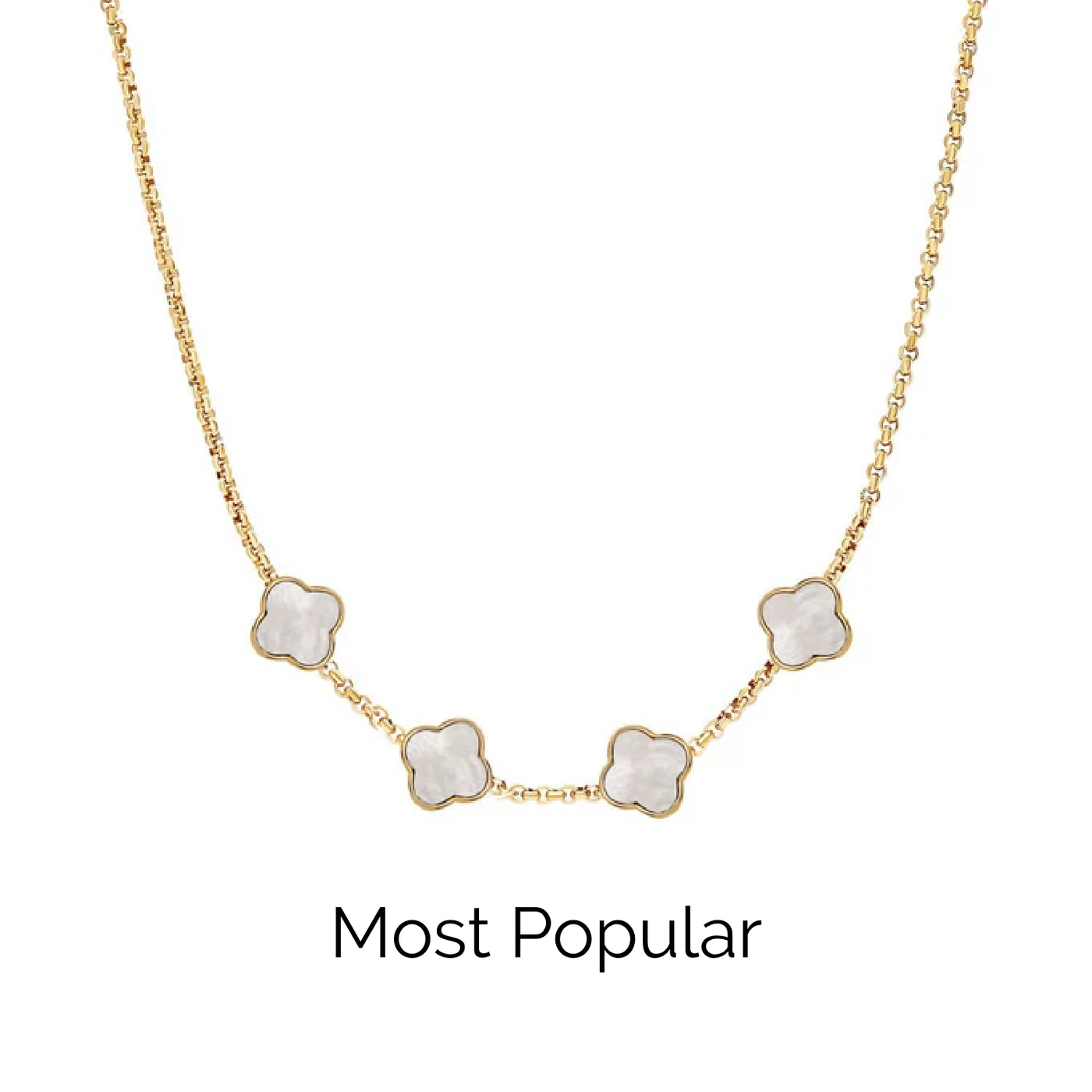 Pearl Clover Custom Name Necklace (Gold)