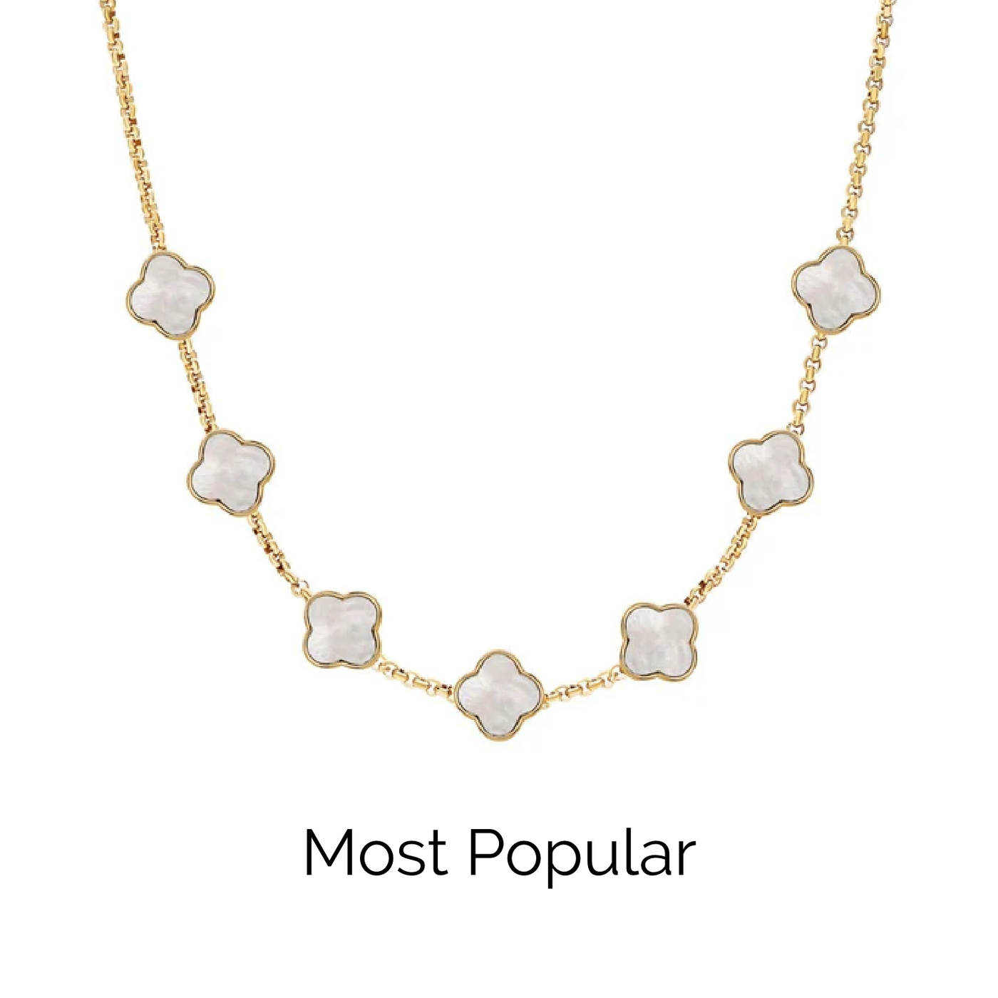 Pearl Clover Custom Name Necklace (Gold)