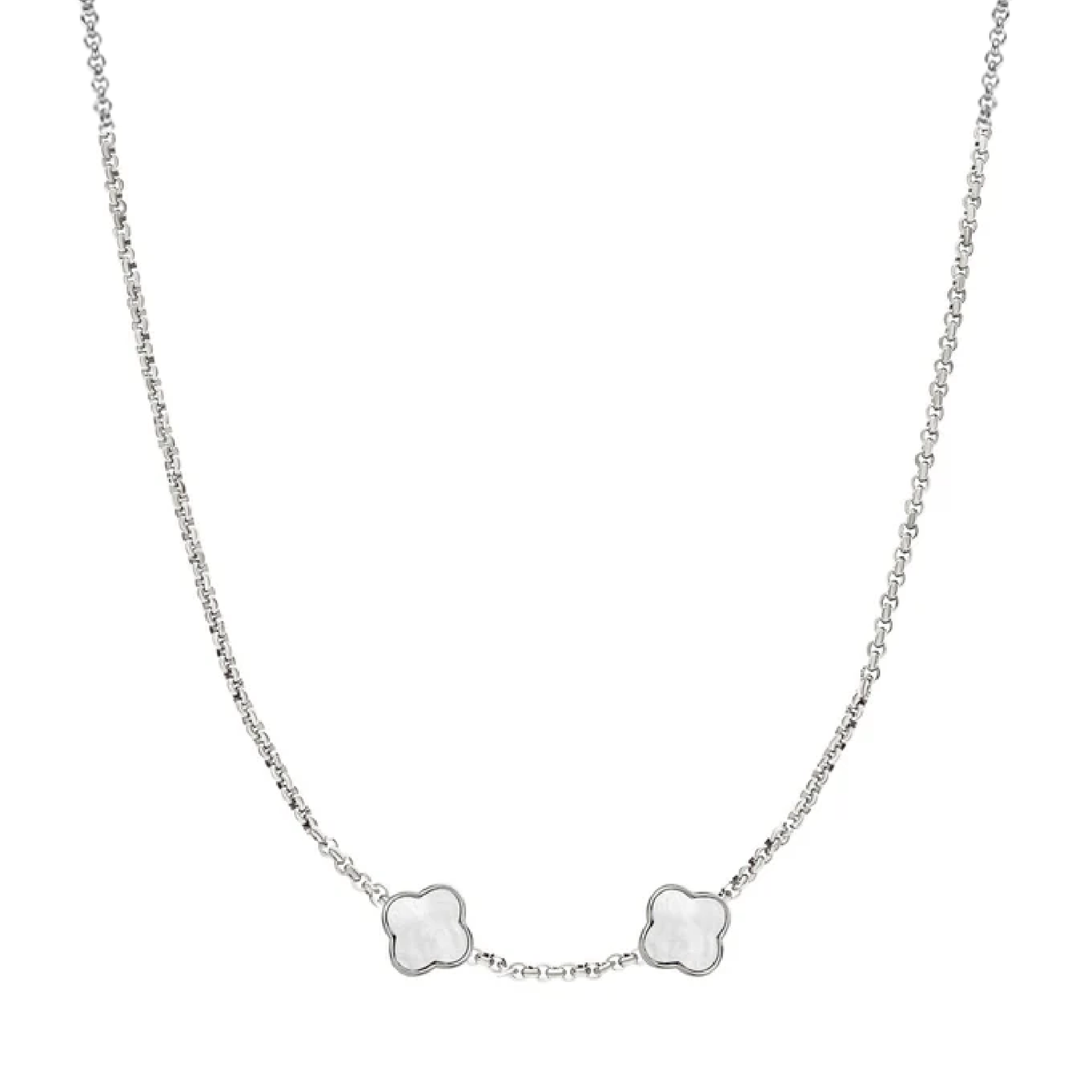 Pearl Clover Custom Name Necklace (Silver)