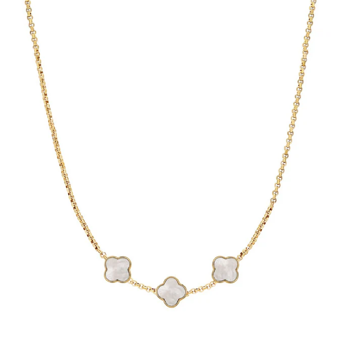 Pearl Clover Custom Name Necklace (Gold)