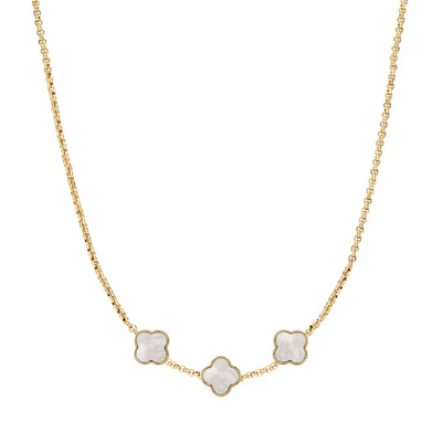 Pearl Clover Custom Name Necklace (Gold)
