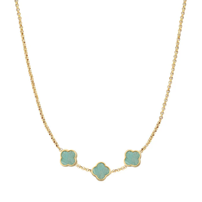 Amazonite Clover Custom Name Necklace (Gold)