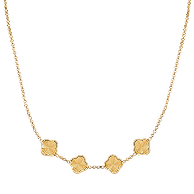 Textured Clover Custom Name Necklace (Gold)