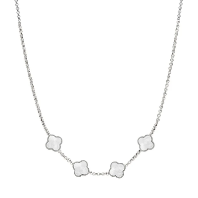 Pearl Clover Custom Name Necklace (Silver)
