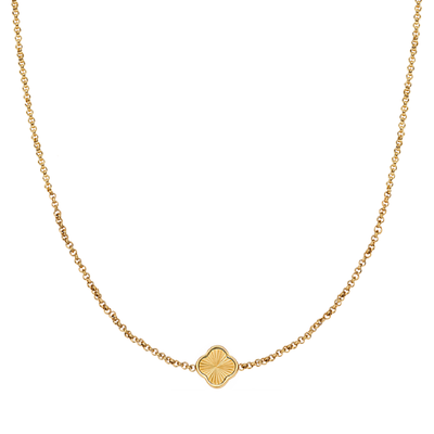 Textured Clover Custom Name Necklace (Gold)