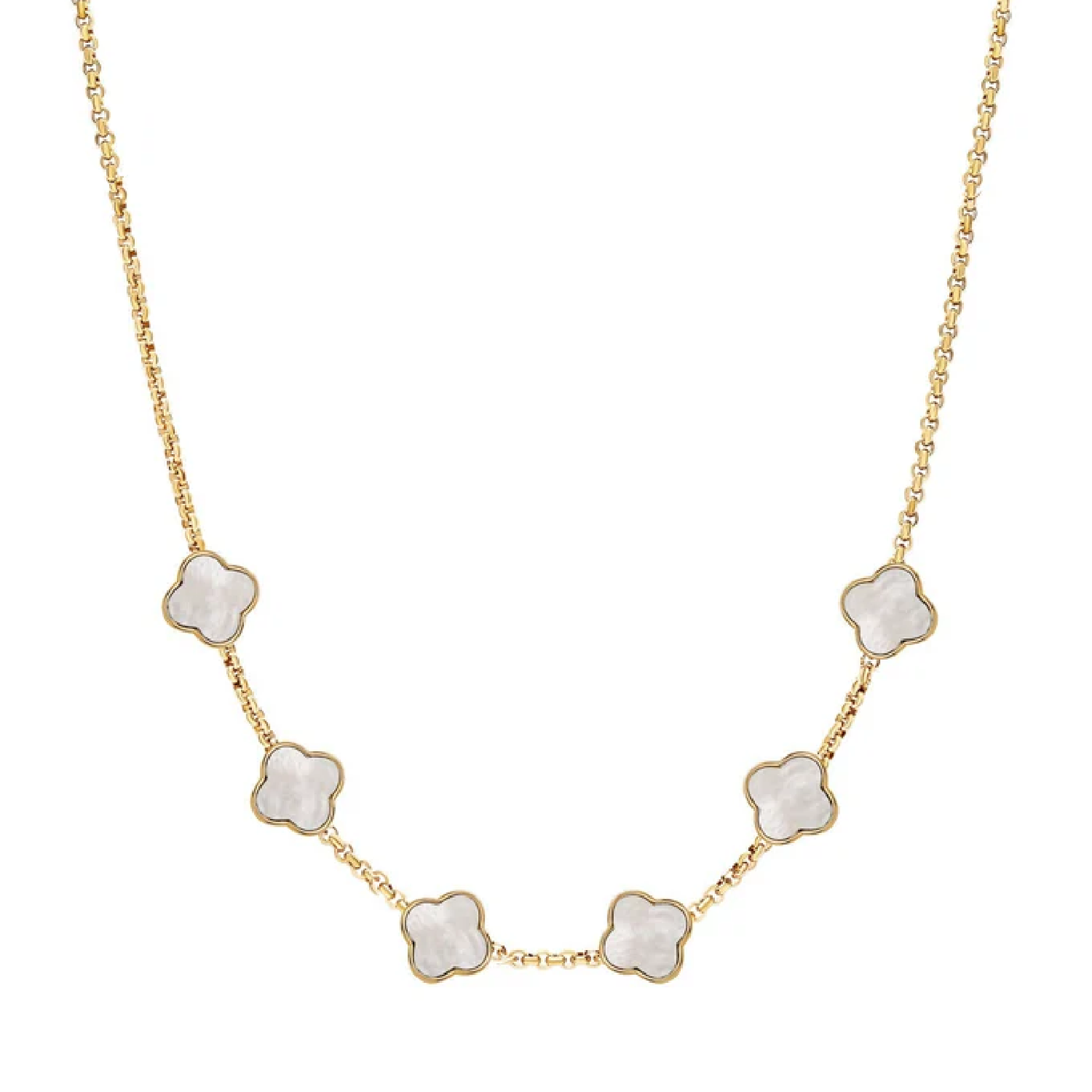 Pearl Clover Custom Name Necklace (Gold)