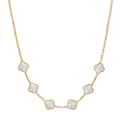 Pearl Clover Custom Name Necklace (Gold)