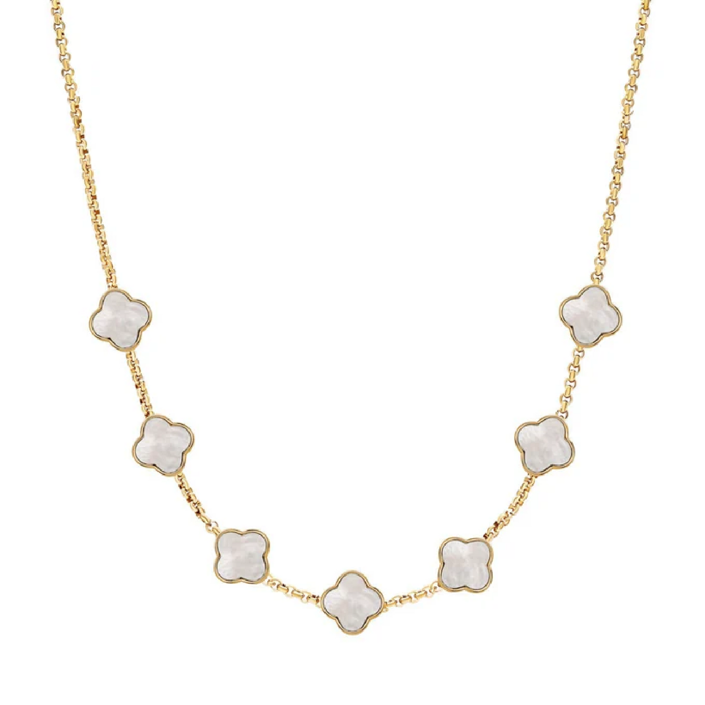 Pearl Clover Custom Name Necklace (Gold)