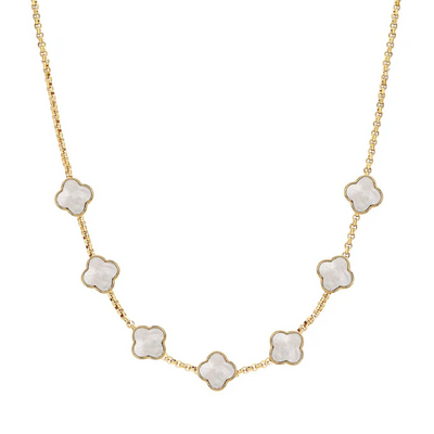 Pearl Clover Custom Name Necklace (Gold)