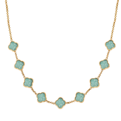 Amazonite Clover Custom Name Necklace (Gold)