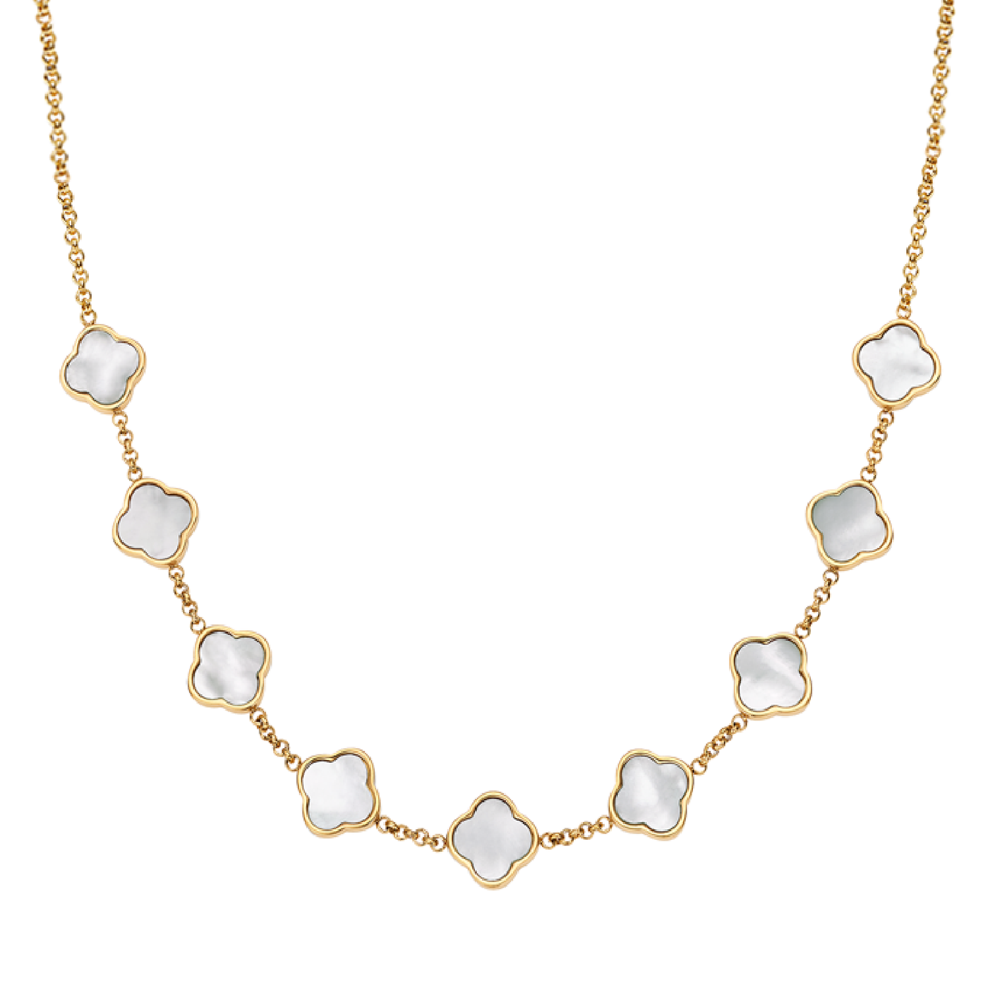 Pearl Clover Custom Name Necklace (Gold)