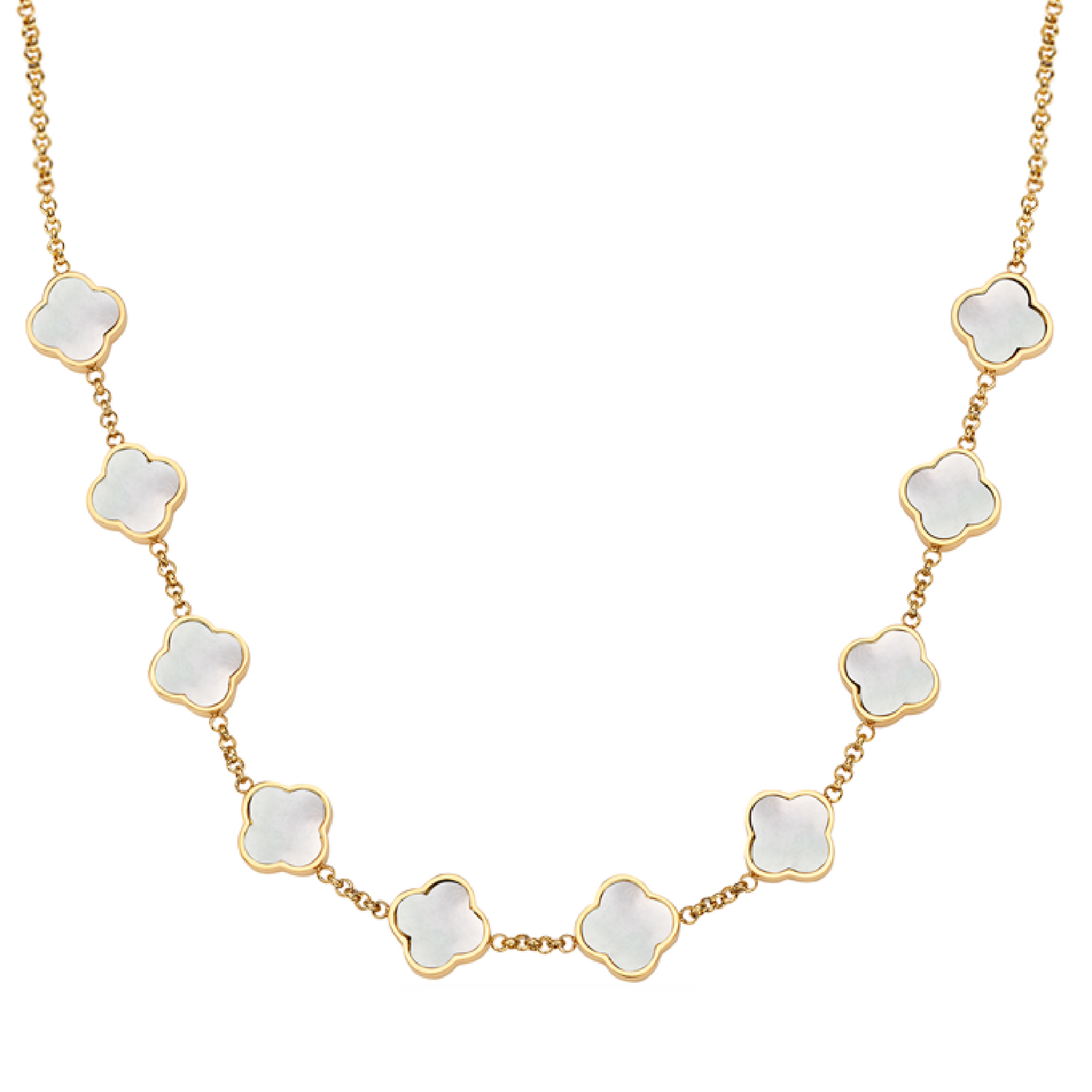 Pearl Clover Custom Name Necklace (Gold)