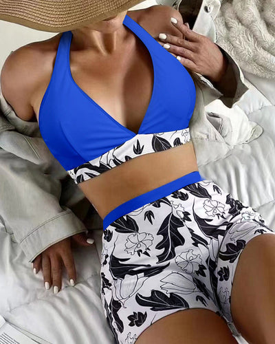 Neckholder-Bikini mit Blumendruck