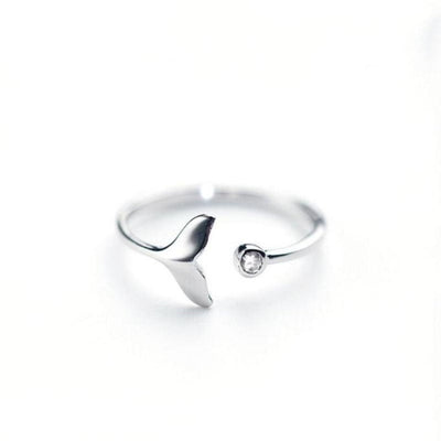Delfinschwanzring aus 925 Sterling Silber und verstellbarem Zirkonia