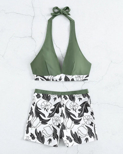 Neckholder-Bikini mit Blumendruck