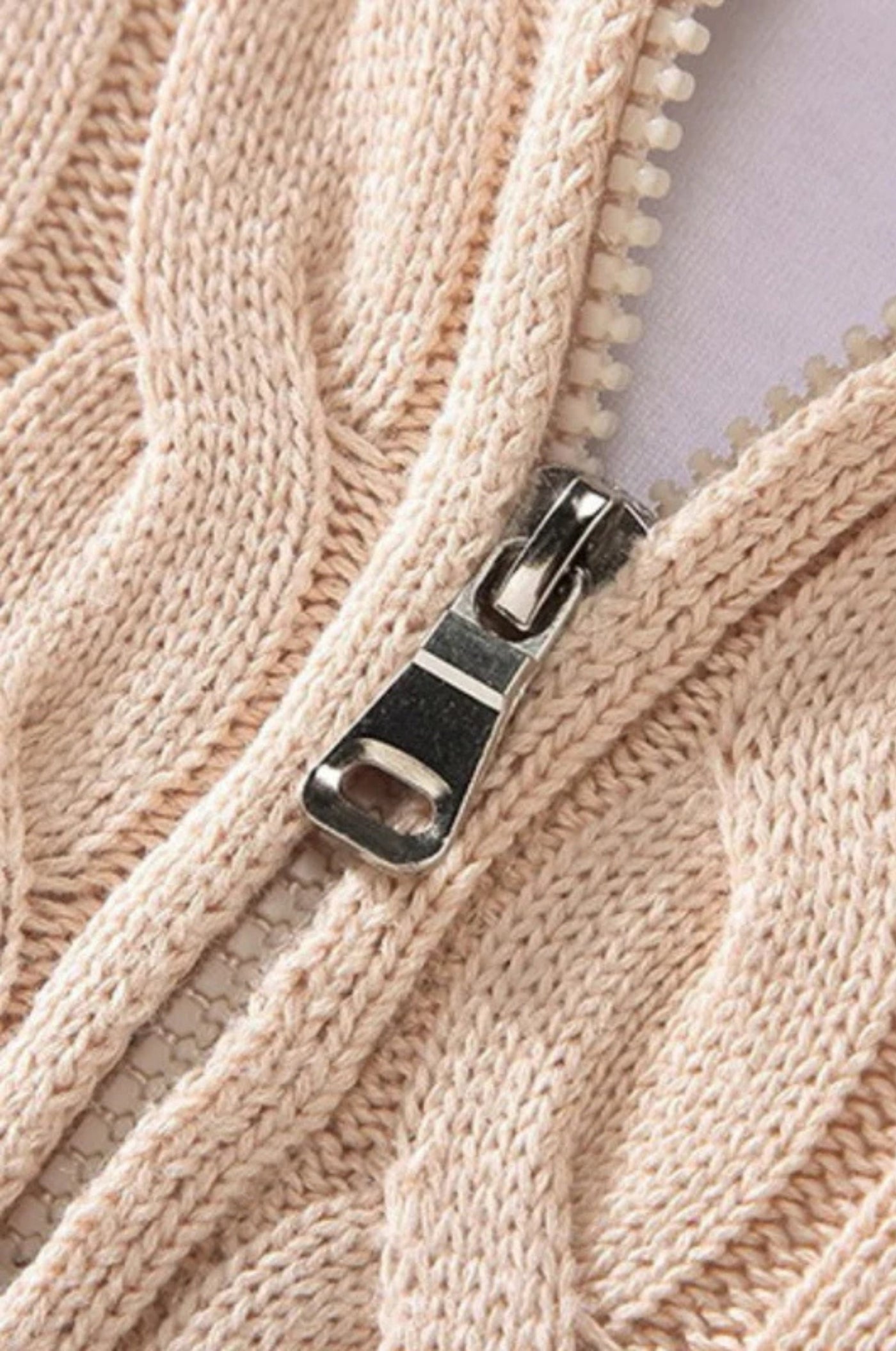 Gestepptes Reißverschluss-Strickpullover