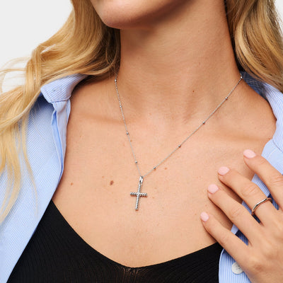 Entwine Cross Necklace (Silver)