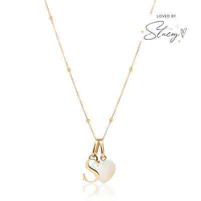 Personalised Initial & Birthstone Necklace (Gold)