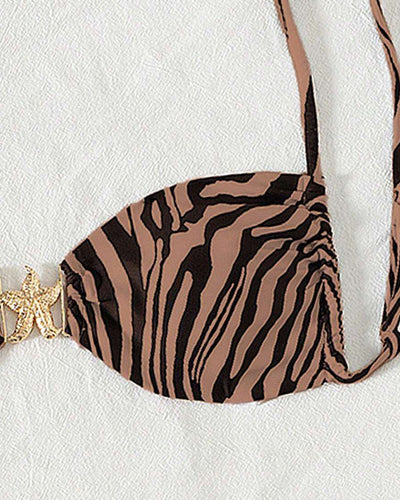 Bikini Zebramuster Sexy Schnürung