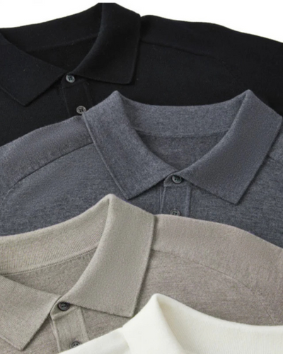 Langarm-Poloshirt aus 100 % Wolle