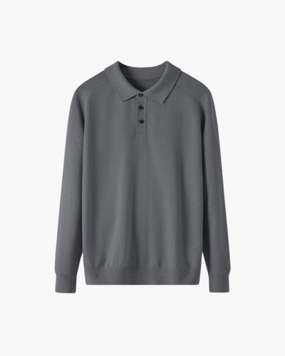Langarm-Poloshirt aus 100 % Wolle