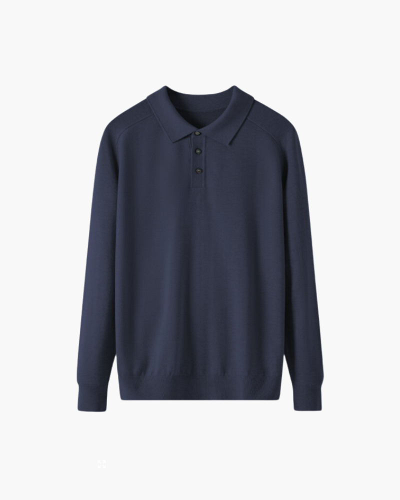 Langarm-Poloshirt aus 100 % Wolle